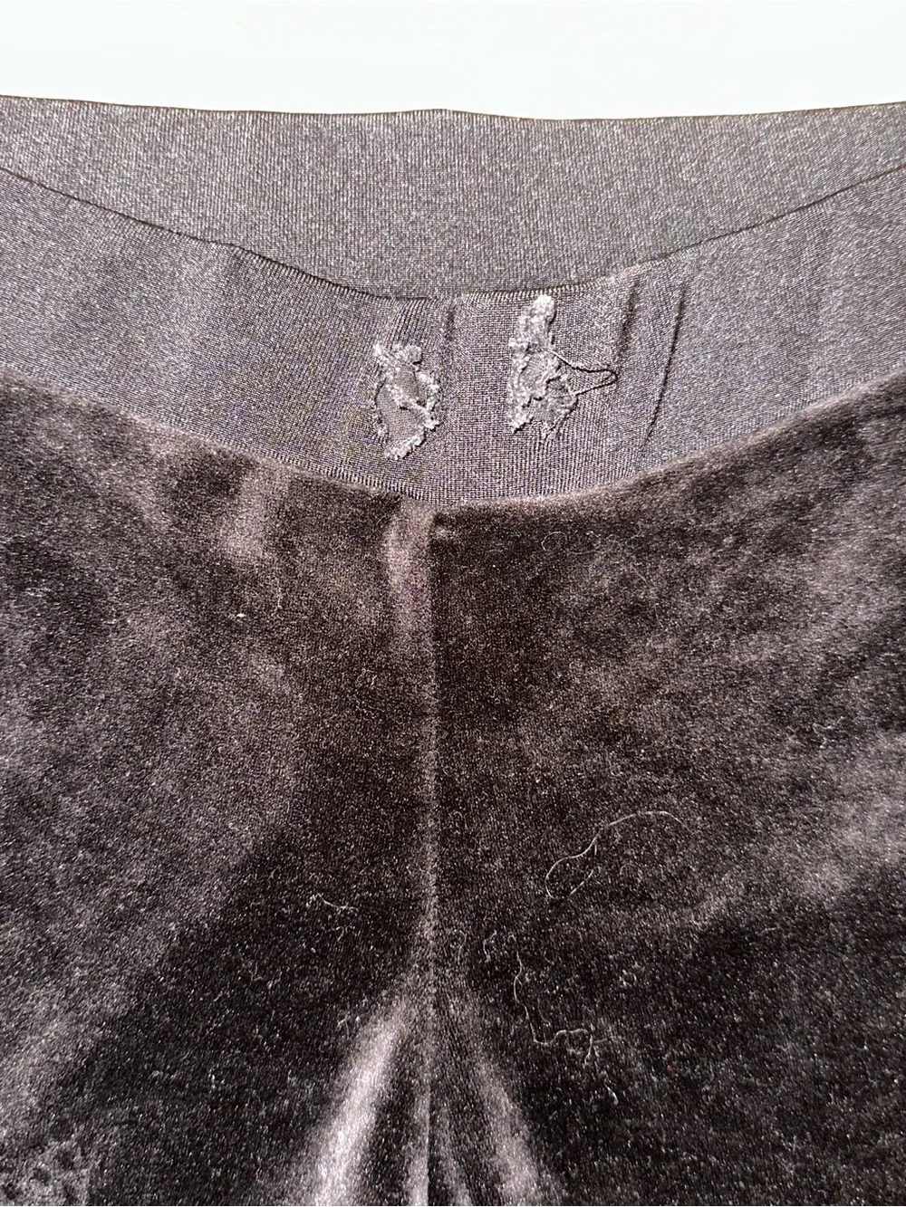 Y2K Distressed Juicy Couture Black Rhinestone Velour Pants - Picture 5 of 10